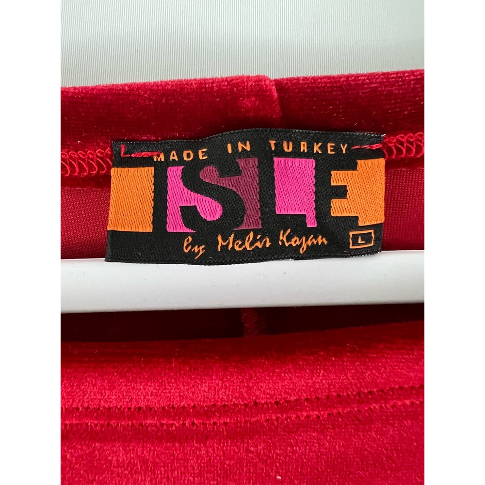 Isle By Melis Kozan Women's L Long Sleeve Top Red Felt Shirt Pullover - Picture 2 of 5